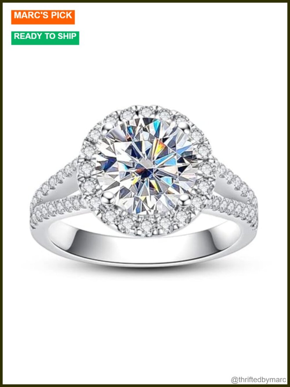 Moissanite Engagement Ring 3.8cttw Halo D Color VVS1 925 Sterling Silver